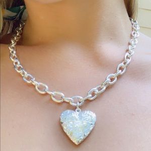 Silver Heart Necklace metal choker necklace
